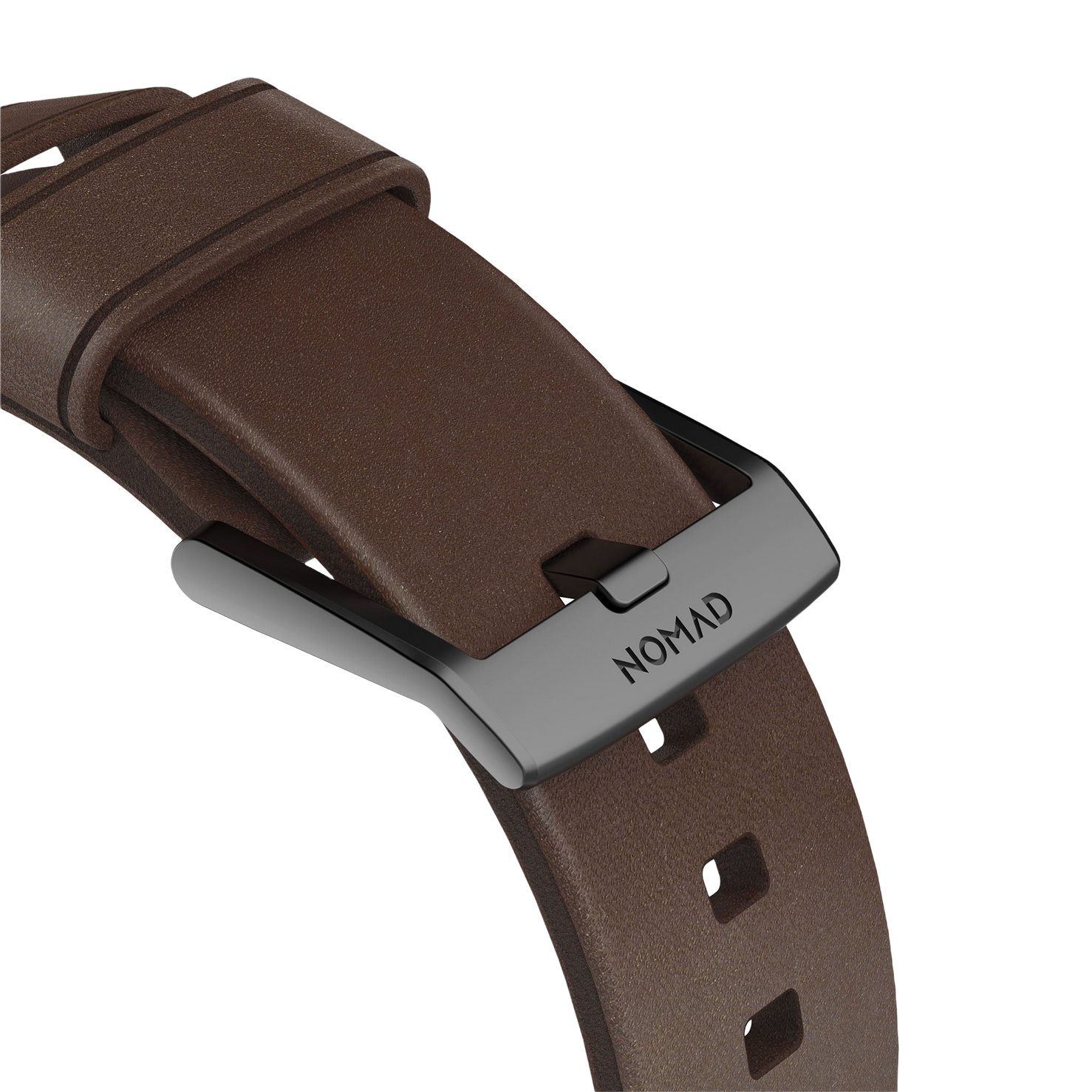 Nomad Modern Band with Horween Leather - 46/49mm - Brown - Black Hardware