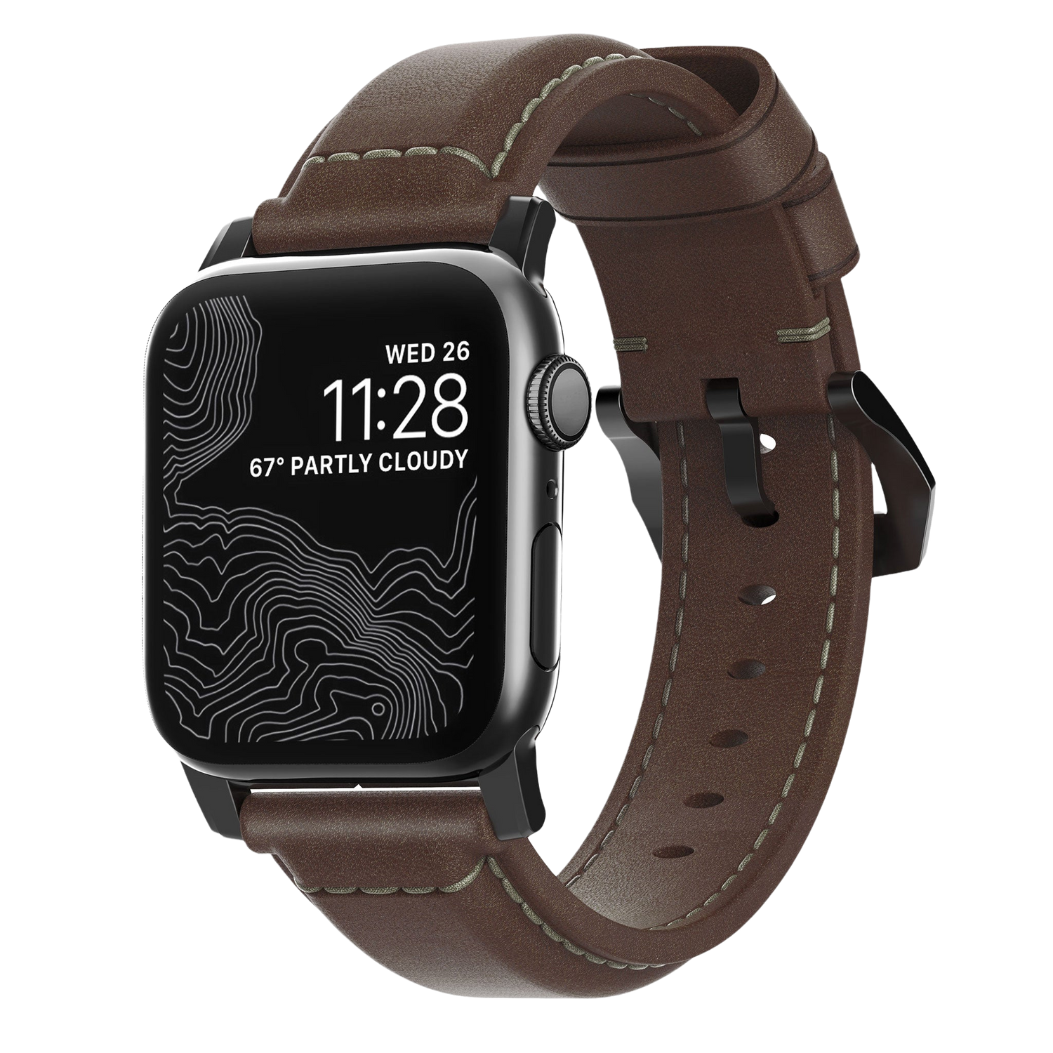 Nomad Traditional Band - 46/49mm - Brown - Black Hardware