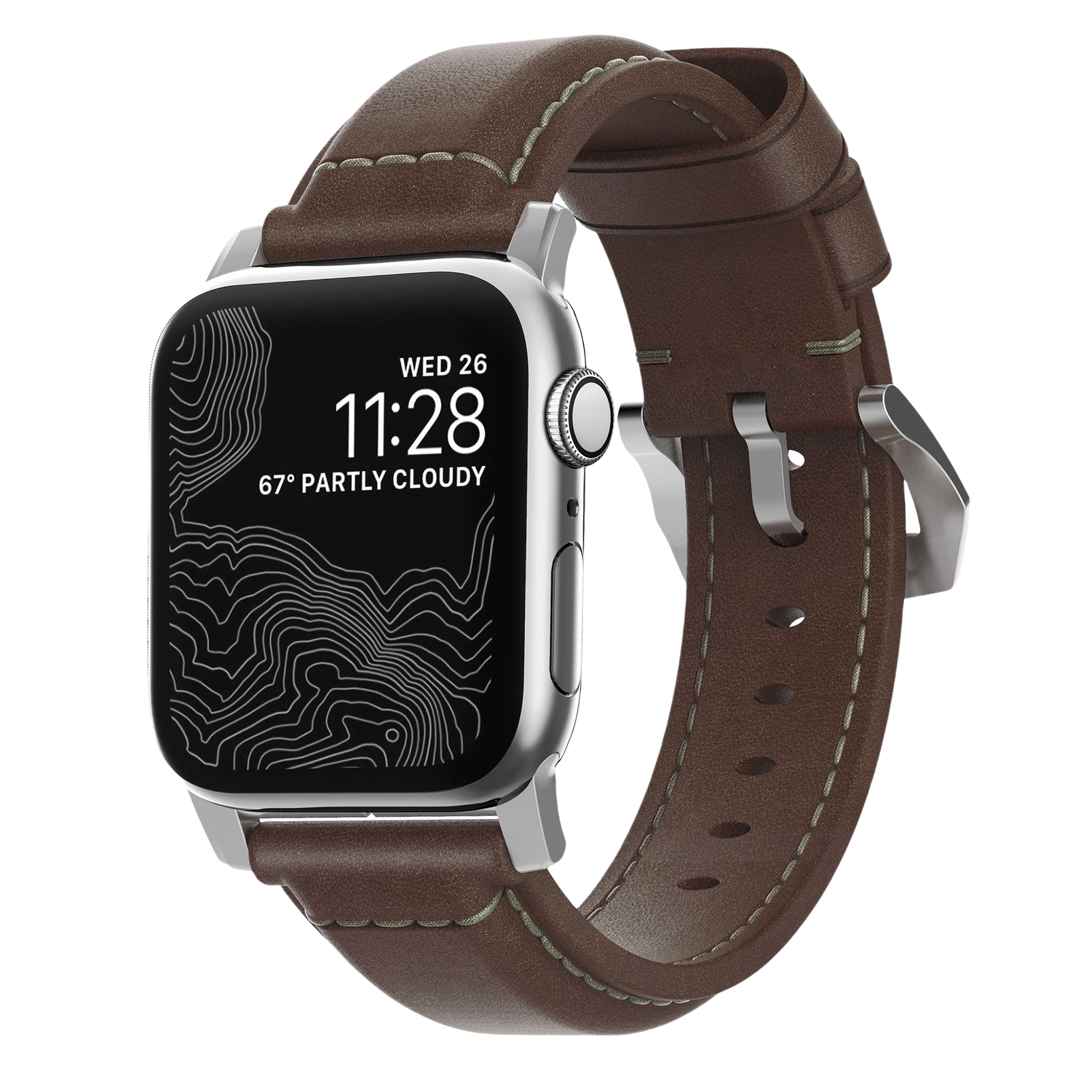 Nomad Traditional Band - 46/49mm - Brown - Silver Hardware