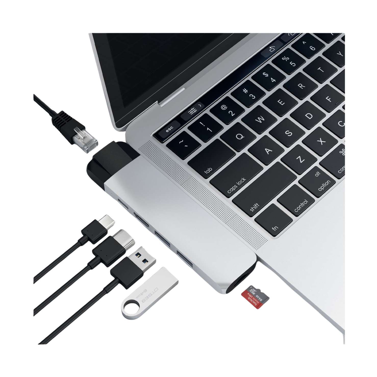 Satechi Dual USB-C Pro Hub With Ethernet & 4K HDMI - Silver